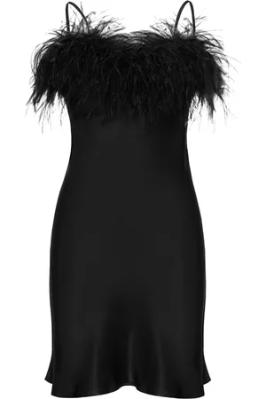 Sleeper Boheme feather-trim minidress