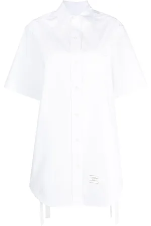 Thom Browne Heavy Poplin gathered shirt minidress