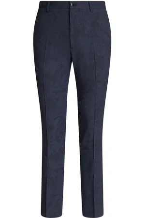 Etro Men Pants - Patterned-jacquard straight-leg trousers
