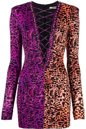 Roberto Cavalli Two-tone V-neck mini dress