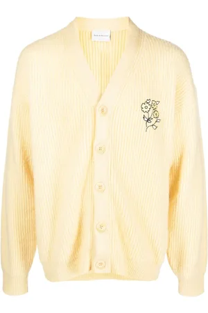 Drôle de Monsieur Embroidered-flower ribbed cardigan