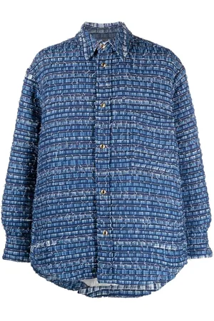 Thom Browne Men Denim - Denim-tweed shirt jacket