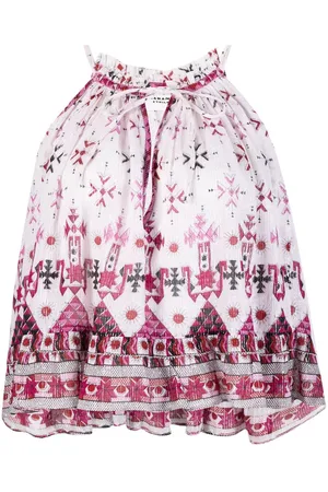 Marant Etoile Graphic-print cropped blouse