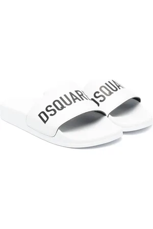 Dsquared2 Girls Slippers - Logo-print grained-texture slippers