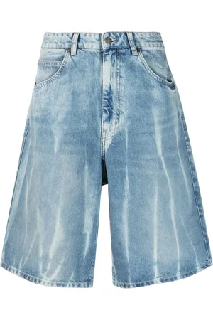 Guess Men Shorts - Bleach-wash straight-leg denim shorts