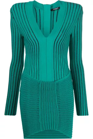 Balmain Ribbed V-neck mini dress