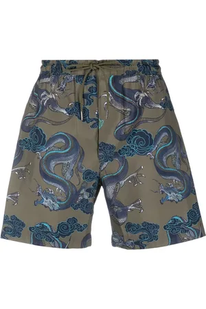 Maharishi Men Swim Shorts - Dragon-print swim shorts