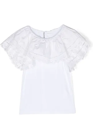 MISS GRANT Girls Blouses - Embroidered ruffle-detailing blouse