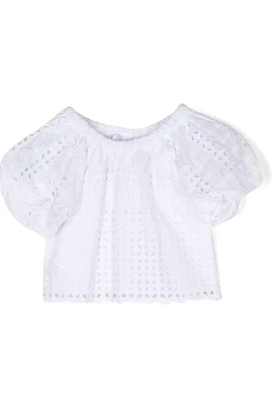 MISS GRANT Girls Blouses - Embroidered puff-sleeved blouse