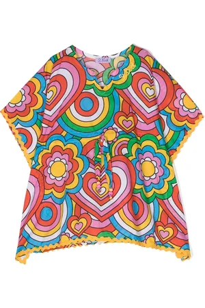 MC2 SAINT BARTH Girls Blouses - Heart-print wide-sleeved blouse