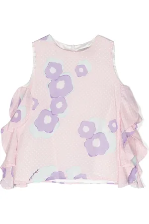 Simonetta Girls Tank Tops - Draped-detailing sleeveless blouse