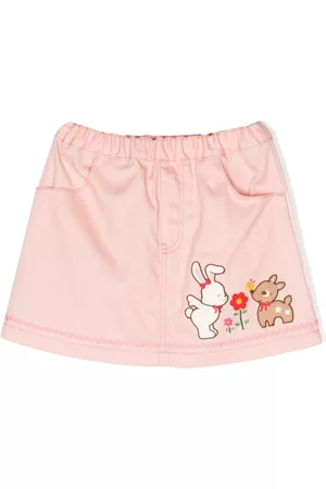 Miki House Embroidered-motif cotton skirt