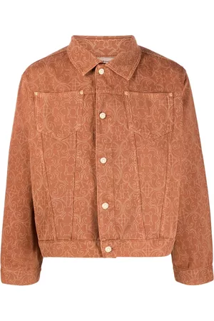 Drôle de Monsieur Floral-motif denim shirt jacket