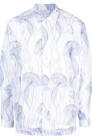 TOGA VIRILIS Graphic-print cotton long-sleeved shirt jacket