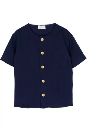 Miki House Collarless short-sleeve shirt