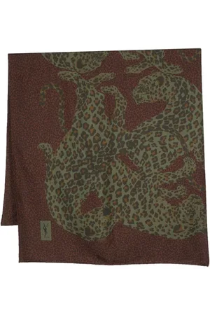 Saint Laurent 1980s leopard print silk scarf