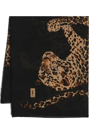 Saint Laurent 1970s leopard print silk scarf