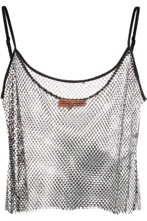 STINE GOYA Taila crystal-embellished mesh vest
