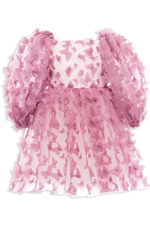 Tulleen Butterfly-appliqué flared dress