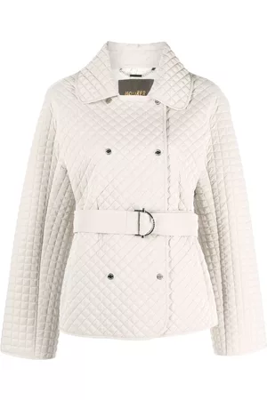 MOORER Diamond-quilted detail belted jacket
