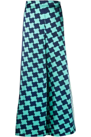 Casablanca Pool Tile silk wide-leg trousers