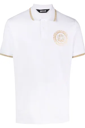 Roberto Cavalli Men Polo Shirts - Logo-print cotton polo shirt