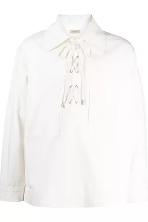SYSTEM Spread-collar tie-fastening cotton shirt