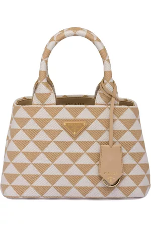 PRADA-Logo-Raffia-Crochet-Tote-Bag-Hand-Bag-Beige-Ivory-BN2303