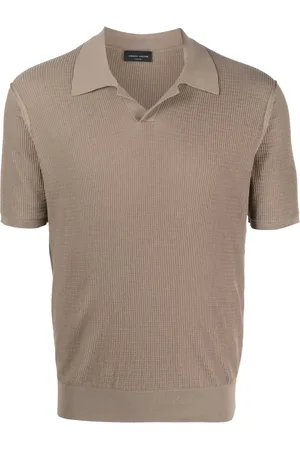 Roberto Collina Men Shirts - V-neck cotton polo shirt