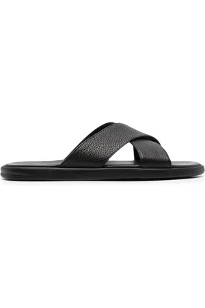 Doucal's Men Sandals - Grained-texture leather slides