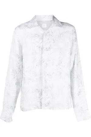 ELEVENTY Men Shirts - Leaf print linen shirt