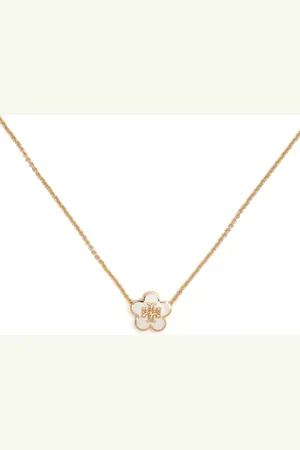 Tory Burch Kira Enamel flower-pendant necklace