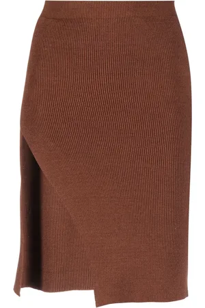 LANEUS High-slit knitted skirt