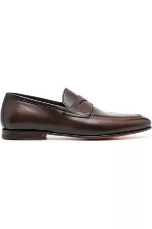 santoni Penny-slot leather loafers