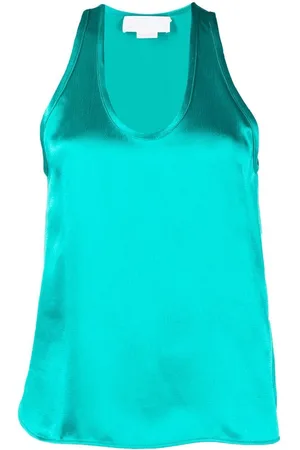 GENNY Satin scoop-neck tank top