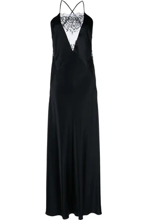 Michelle Mason Lace-inset gown long sleeveless dress