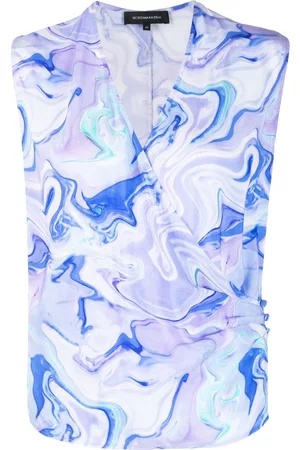 BCBG Max Azria Marbled-pattern sleeveless blouse
