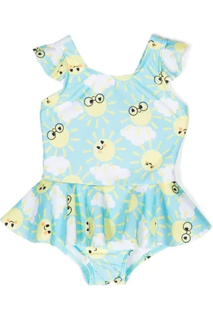 THE BONNIE MOB Swimsuits - Graphic-print ruffled swimsuit