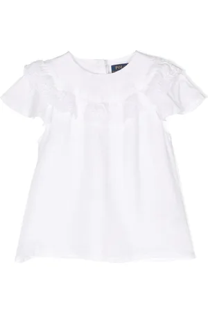 Ralph Lauren Girls Blouses - Ruffled-detail linen blouse