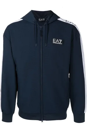 EA7 Men Jackets - Logo-trim hooded jacket