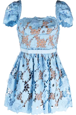Self-Portrait 3D cotton lace mini dress