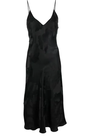 CARINE GILSON Silk jacquard-print midi slip dress