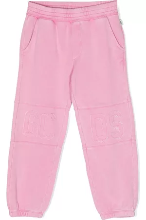 GCDS Debossed-logo cotton trousers