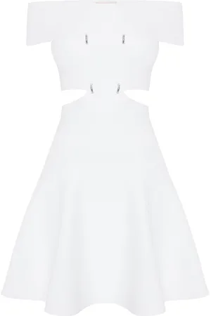 Alexander McQueen Off-shoulder flared mini dress