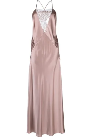 Michelle Mason Lace-inset gown long sleeveless dress