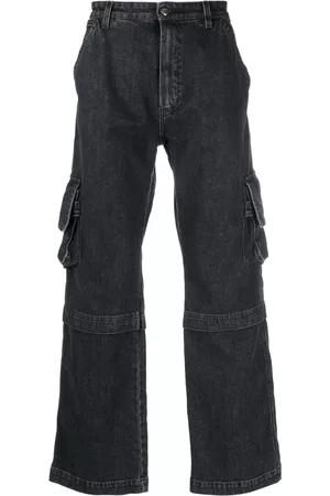 HTC Straight-leg denim cargo jeans