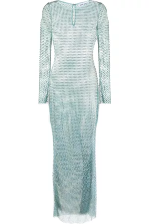 Self-Portrait Rhinestone-embellished fishnet dress