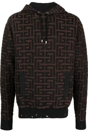 Balmain Monogram-jacquard cotton hoodie
