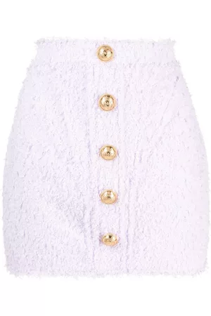 Balmain Decorative-button detail high-waisted skirt