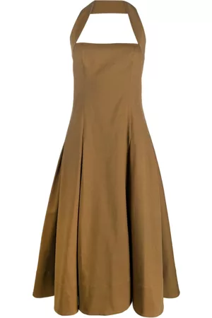 Khaite Lalita pleated cotton-blend midi dress